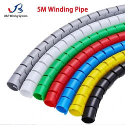 5M Line Organizer Winding Pipe Black Tube Colorful Spiral Cable Protection Sleeve Black Office Wire Protector Cover Gray Tube