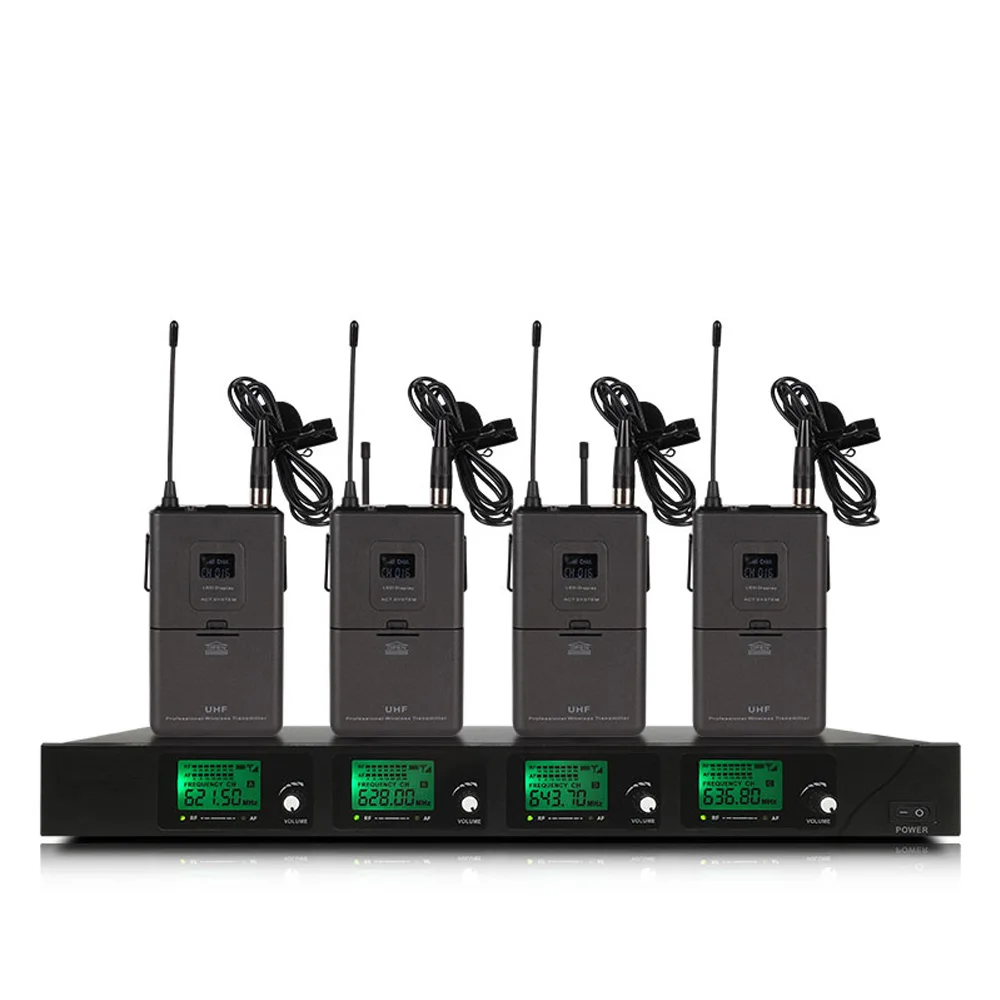 4-канальный UHF беспроводной микрофон системы с 4 головными микрофонами для сценических церковных семейных встреч - Цвет: Lapel microphone