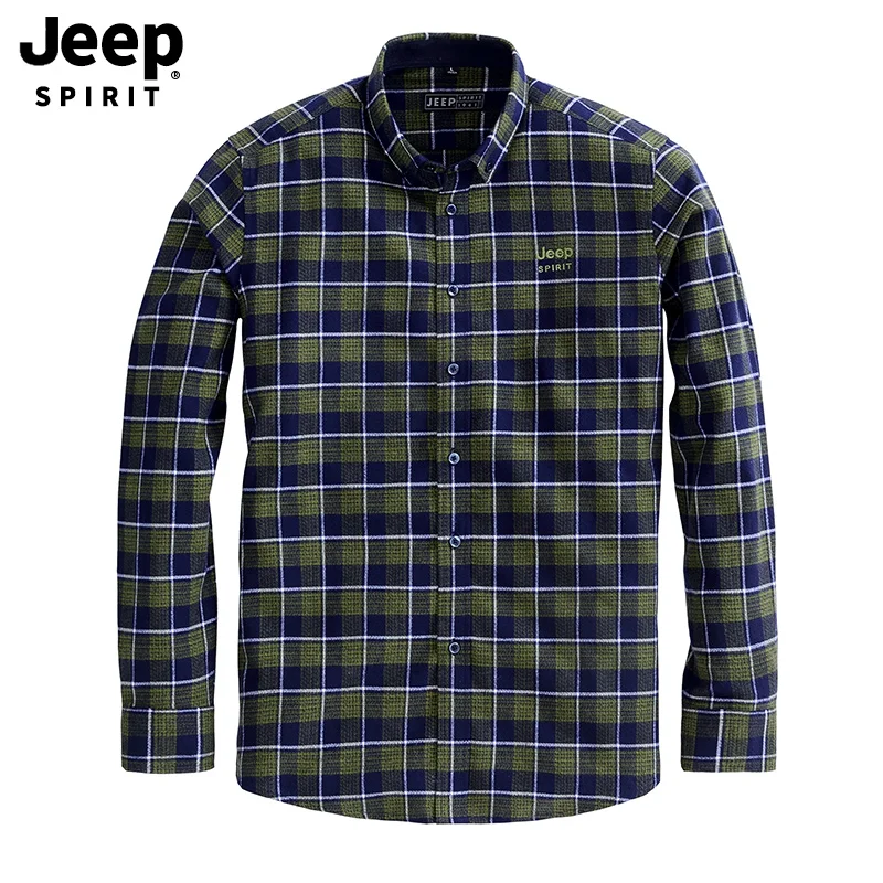 JEEP SPIRIT известный бренд мужские рубашки с длинным рукавом мужская клетчатая рубашка плюс размер M-4XL повседневные хлопковые мужские рубашки