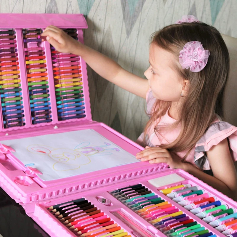 150 pièces Crayon de couleur aquarelle ensemble de dessin coloré Ncils dessin peinture Art marqueur stylos fournitures scolaires enfants cadeaux