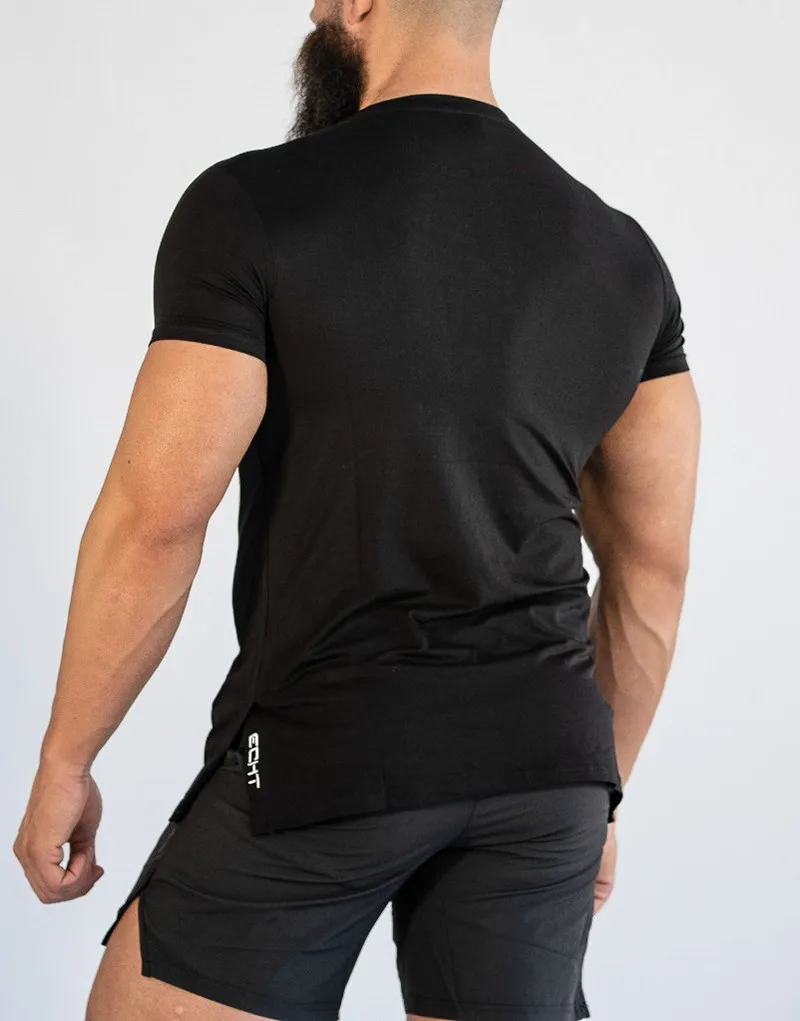 Wish сезон Muscle Brother Slim Fit Футболка мужская Спортивная Повседневная Фитнес Бег тренировка настраиваемый логотип светильник доска короткие Sle