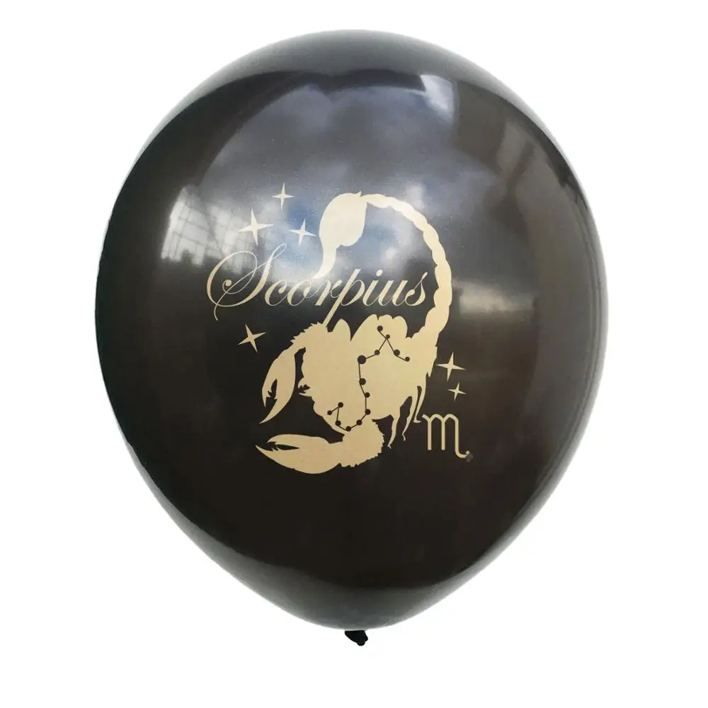 10 шт Созвездие День Рождения шар Черное золото латексные шары с днем юбилея Декор шары - Цвет: Scorpio black