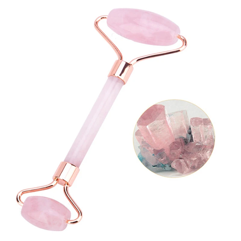 

Jade Roller for Face Massager Rose Quartz Skin Facial Massage Beauty Tool Firming Lifting Double-Head Face Roller Eye Neck Relax