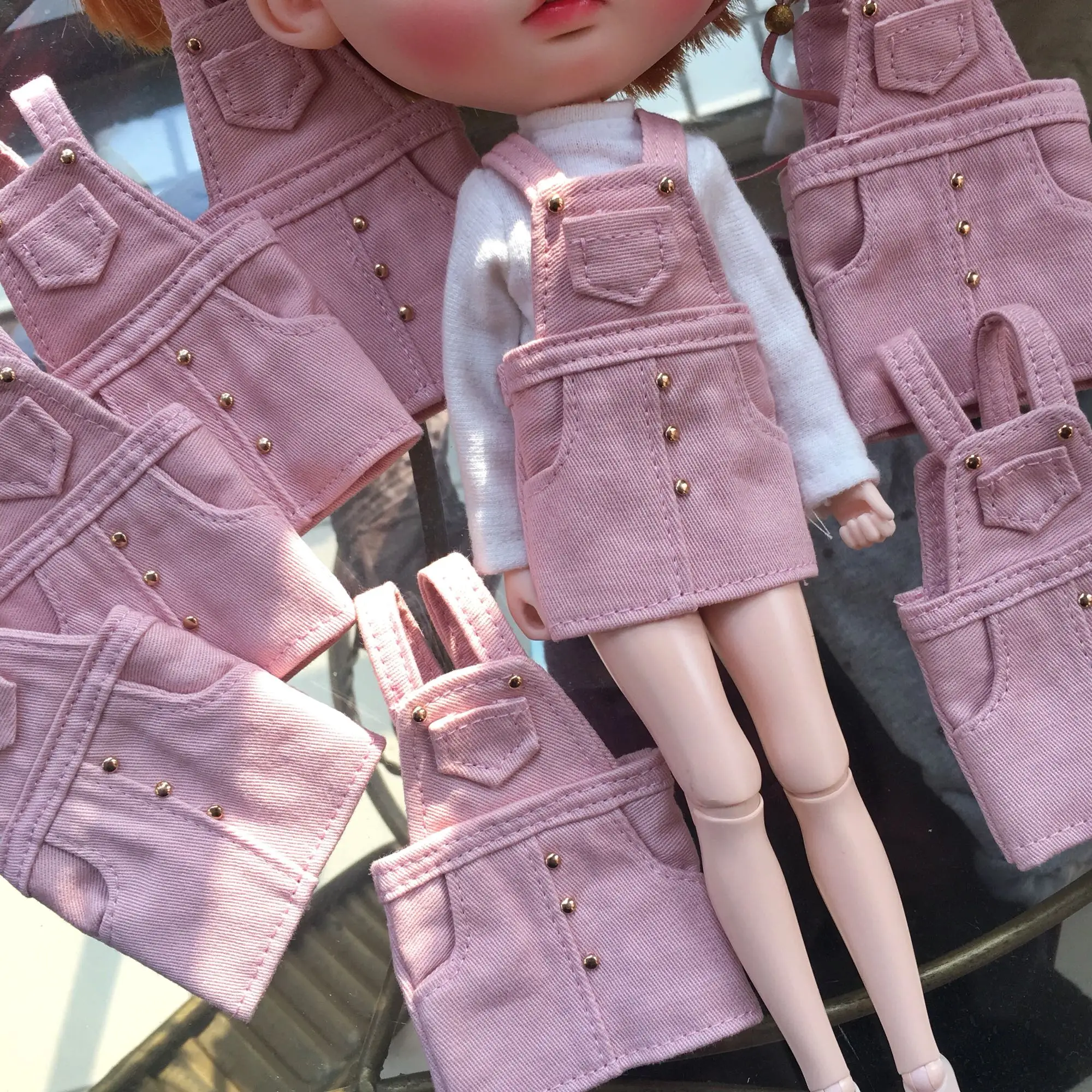 1 шт. милое платье Blyth Dolls розовая джинсовая юбка на подтяжках для blyth kurhn ob24 1/6