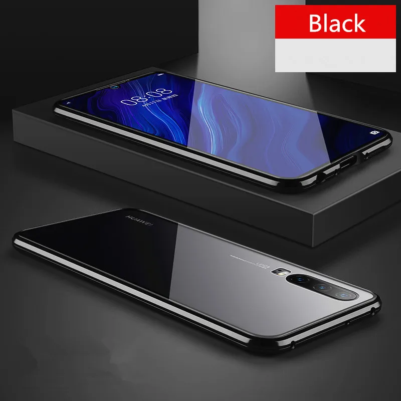 RDCY Защитный металлический Магнитный чехол для Redmi note 7Pro, двухсторонний чехол из закаленного стекла для телефона xiaomi Redmi note 7 - Цвет: Black