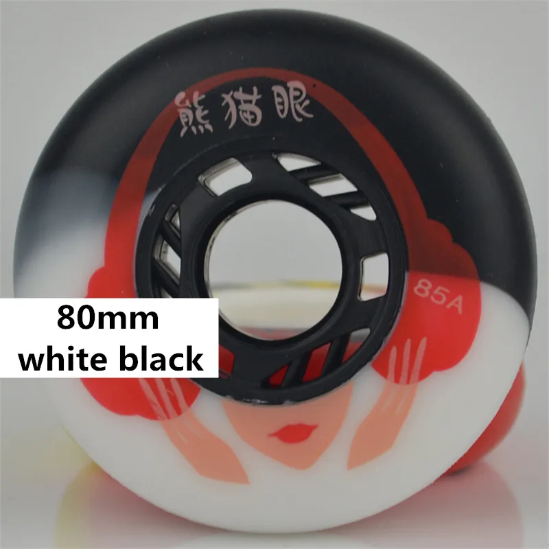 [Размеры 72 мм, 76 мм, 80 мм,] оригинальная 85A панда глаз Коньковые колеса для роликовых коньков для SEBA RB катание раздвижные колеса FSK 4 шт./компл - Цвет: White black 80mm