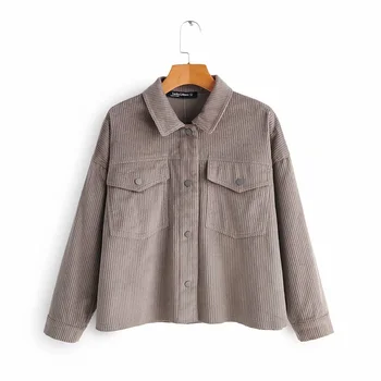 

Women's Spring and Autumn Corduroy Jacket 2019 New Korean Lapel Pocket Retro Casual Wild Tide Loose Jacket