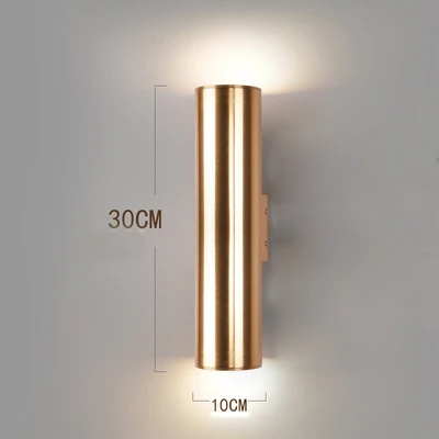 Customized Simple Modern Wall Sconce Lamp Creative Personality Bedroom Bedside Round Aluminum Luxury Champagne Gold Wall Light - Цвет абажура: Dia10 x H30cm 7W