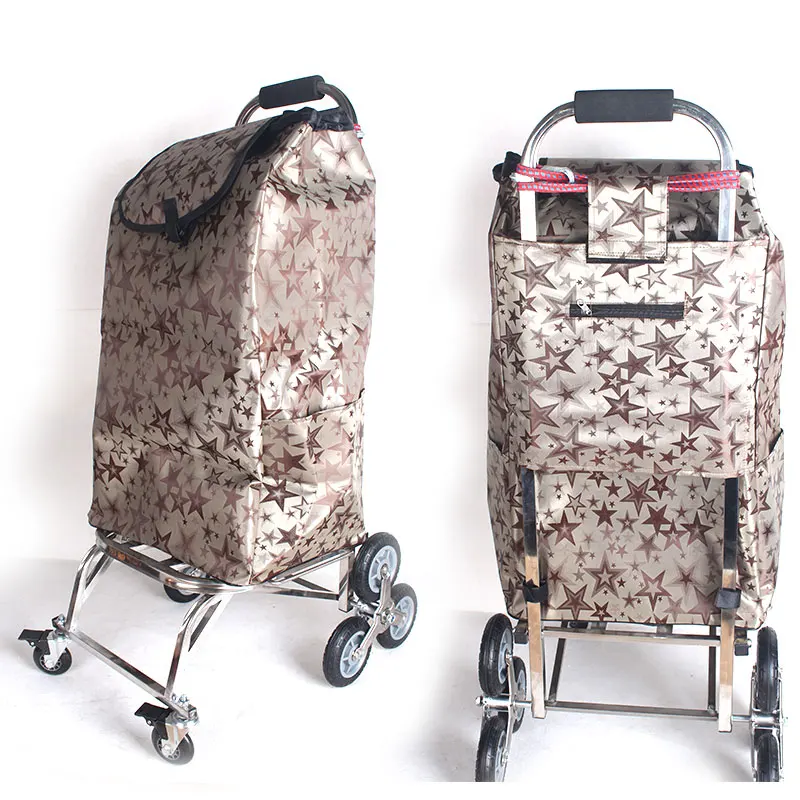 Stainless Steel Stair-Slimbing Luggage Cart, Folding Portable Hand Truck Dolly, Eight-Wheel Trolley