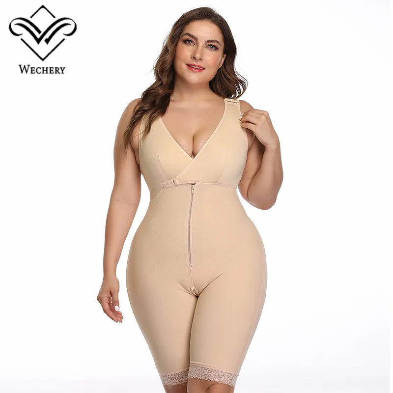 beige Wechery Корректирующее белье, большие размеры, для женщин, s боди для похудения, черный, бежевый, Корректирующее белье, нижнее белье без рукавов для женщин - Цвет: beige