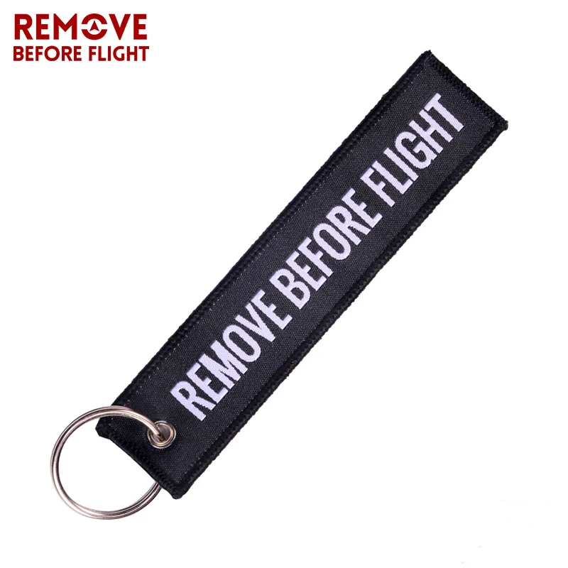 Remove Before Flight Woven Key Chain Special Luggage Label Red Chain Keychains for Aviation Gifts OEM Keychain  Jewelry