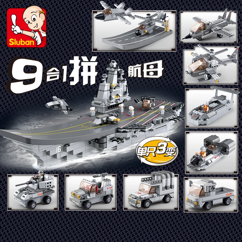 Sluban самолет игрушка набор модель военный Перевозчик корабль подарок подводные
