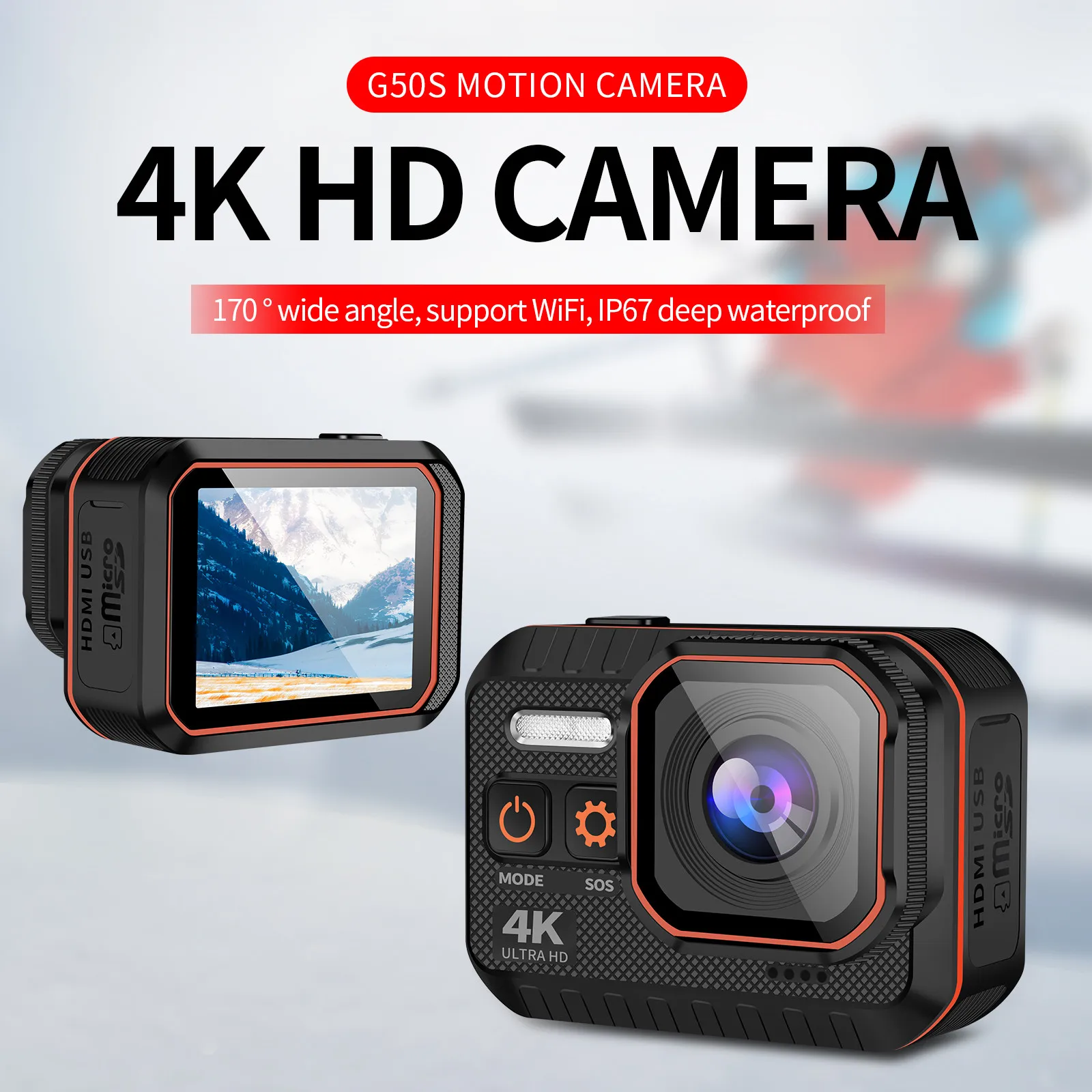 Cámara de Acción Ultra HD, 4K, 24fps, WiFi, pantalla táctil de 2,0 pulgadas, 170D, casco impermeable, cámaras de grabación de vídeo, cámara deportiva