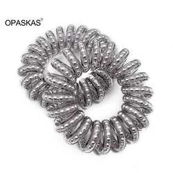 Spiral No - Crease Hair Ties - Strong Grip Ponytail Holders (5 - Gun black)