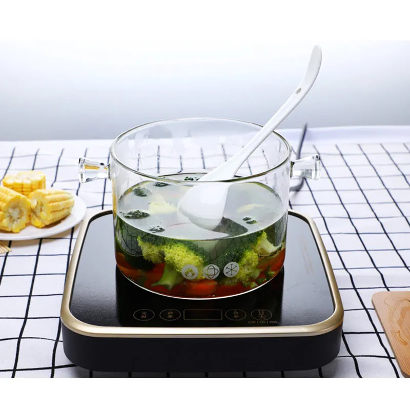 Hot Sale Heat-resisting Clear High Borosilicate Glass Glass Cookware Set Cooking  Pot With Wooden Handle Saucepan - Soup & Stock Pots - AliExpress