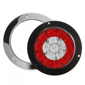 

4-inch Tail Lights Red+White Brake Stop Turn Signal Backup Round 16LED