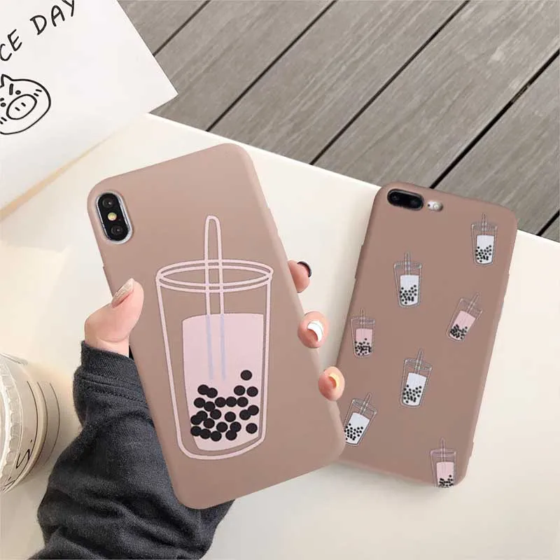 Забавные молочного чая Телефон чехол для iPhone X XS XR Xs Max 11 12 Pro SE2 Мягкие силиконовые