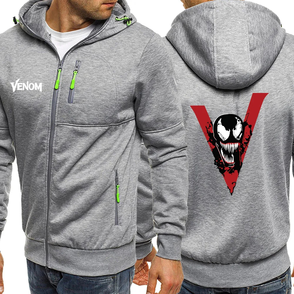 Venom спортивная одежда осень Новые мужские толстовки с длинным рукавом хип хоп флисовые куртки на молнии толстовки с Marvel повседневное пальто с капюшоном
