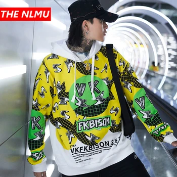 

High Quality Hoodies Men 2019 New Streetwear Hip Hop Graffiti Printed Sweatersthirts Men's Autumn and Winter Tops WG577