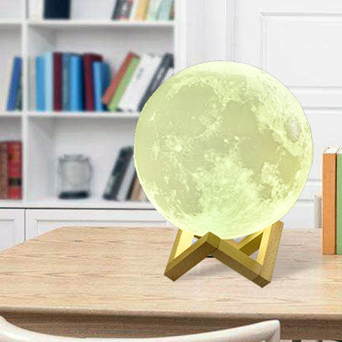 buy Rechargeable Moon Lamp 2 Color Change 3D Print Lamp Moon Bedroom Bookcase Night Light 3D Light Touch Switch