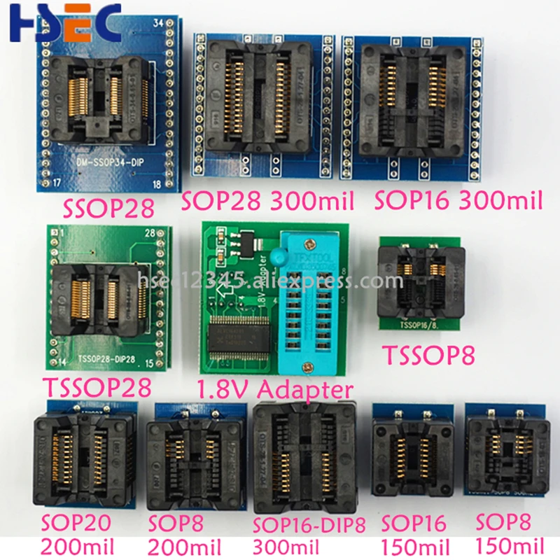 XGECU V9.00 TL866II плюс NAND TSOP48 адаптер EEPROM PIC AVR minipro TL866 TL866A TL866CS USB Универсальный программатор - Цвет: 11pcs adapter