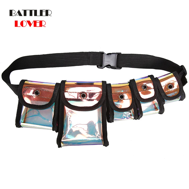 Unisex Chest Bag Hip Hop Tactics Bag Multi-pocket Satchel Crossbody Bagpack Street Cool Laser Waist Bags Transparent Men Women