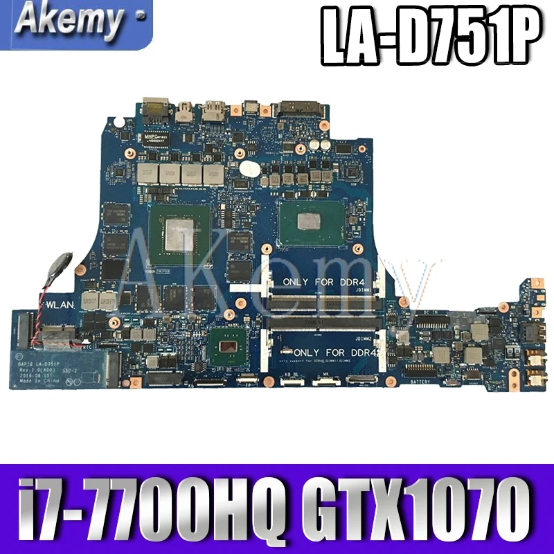 

for Dell Alienware 15 R3 17 R4 Laptop Motherboard BAP10 LA-D751P RNF7V CN-0RNF7V Mainboard i7-7700HQ N17E-G2-A1 GTX1070 8GB