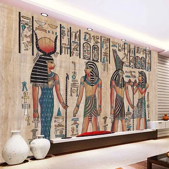 

Custom 3D Wall Murals Wallpaper Wooden Board Hand Painted Egypt Mural Photo Wallpapers For Living Room Bedroom Art Wall Painting