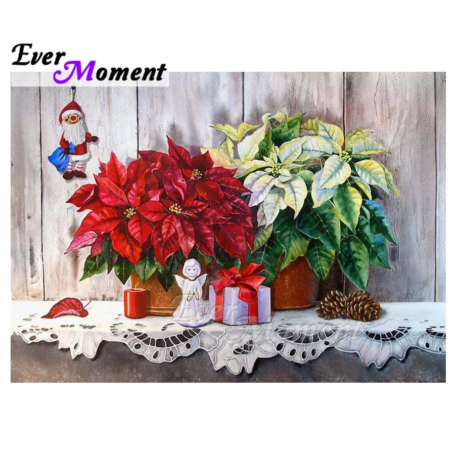Ever Moment Diamond Painting Red Leaves Christmas Full Square Drill Picture Of Rhinestone Embroidery Decoration 3F2015 | Дом и сад