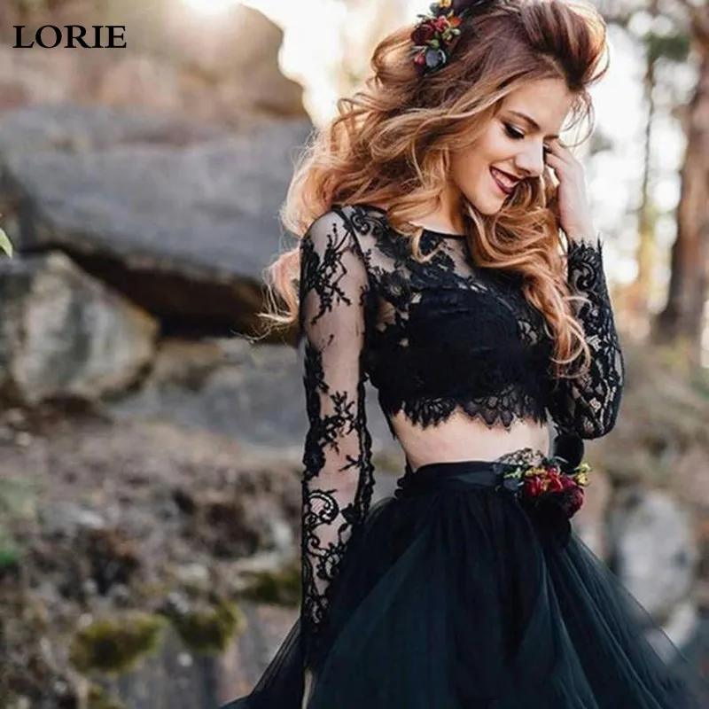 2 piece black wedding dress Clearance