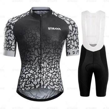 

2020 STRAVA Black Cycling Jersey 19D Bib Set MTB Uniform Bike Clothing Quick Dry Bicycle Wear Clothes Mens Short Maillot Culotte