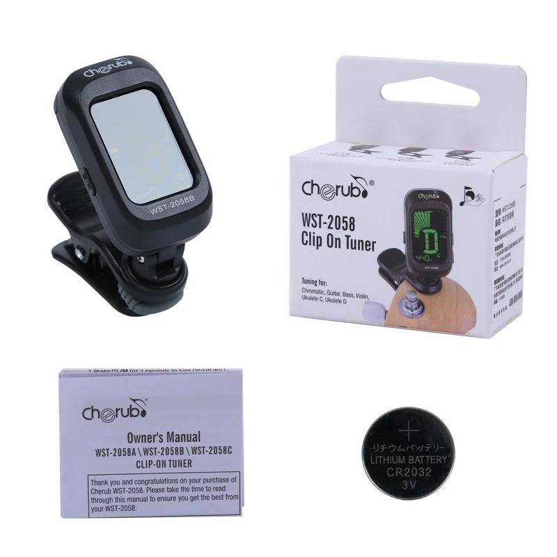  Digital Clip-on Electric Guitar Tuner Foldable Rotating Clip High Sensitivity Violin Ukulele Guitar