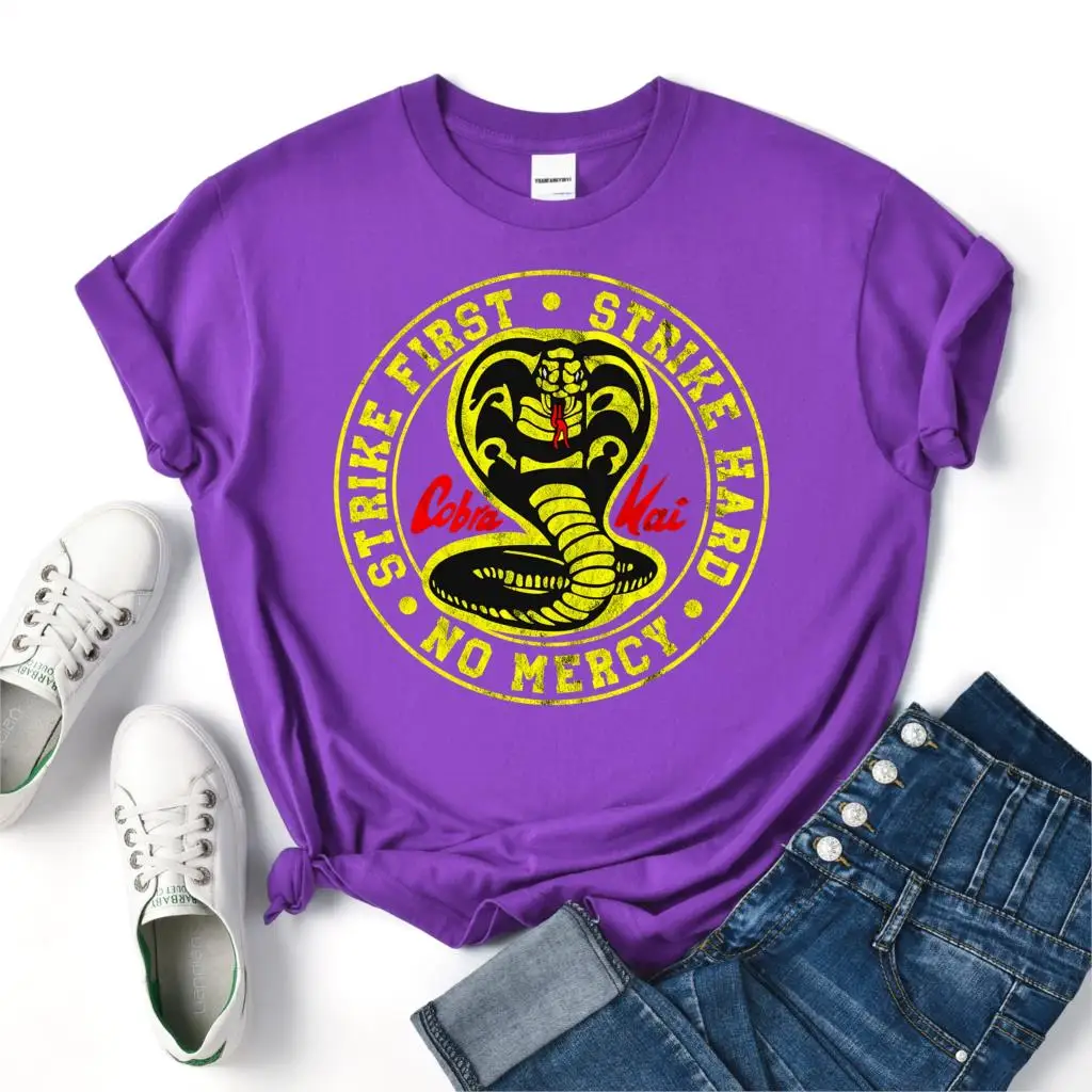Женская футболка с принтом Cobra Kai свободная дышащая в стиле хип хоп круглым