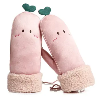 

Women Winter Warm Thermal Insulated Gloves Cute Rabbit Ears Suede Ski Mittens