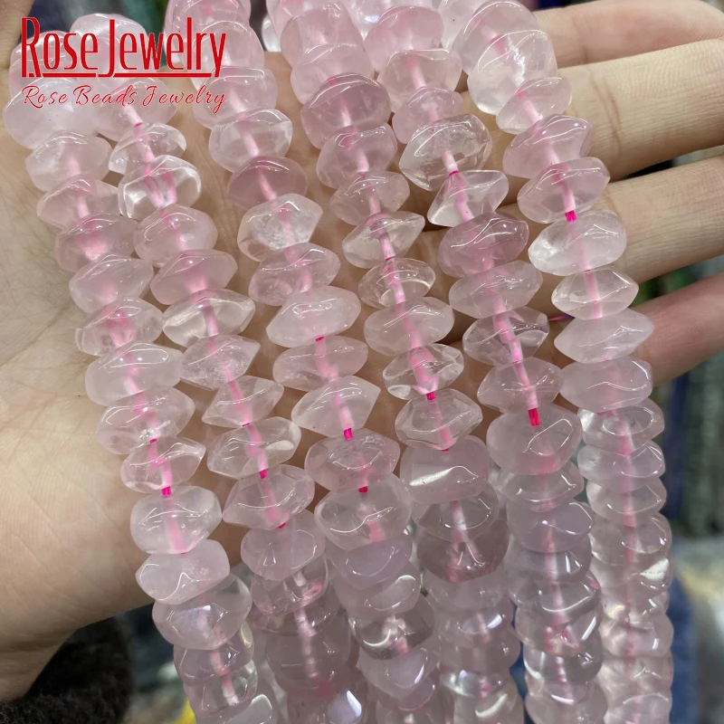 

Натуральные бусины из розового кварца 6 х11 мм, розовые кристаллы неправильной формы, необычная огранка, настоящие свободные бусины, бриллиантовые браслеты 15 дюймов