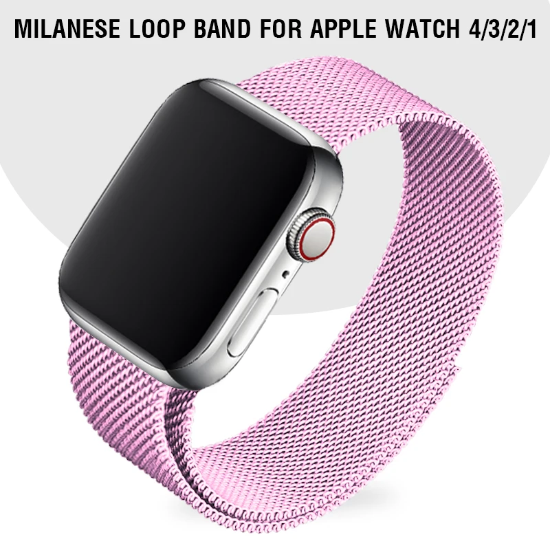 40 мм 44 мм Миланская петля ремешок для Apple Watch Series 4 5 розовый ремешок Iwatch Series 3 2 42 мм 38 мм браслет для девушек и женщин