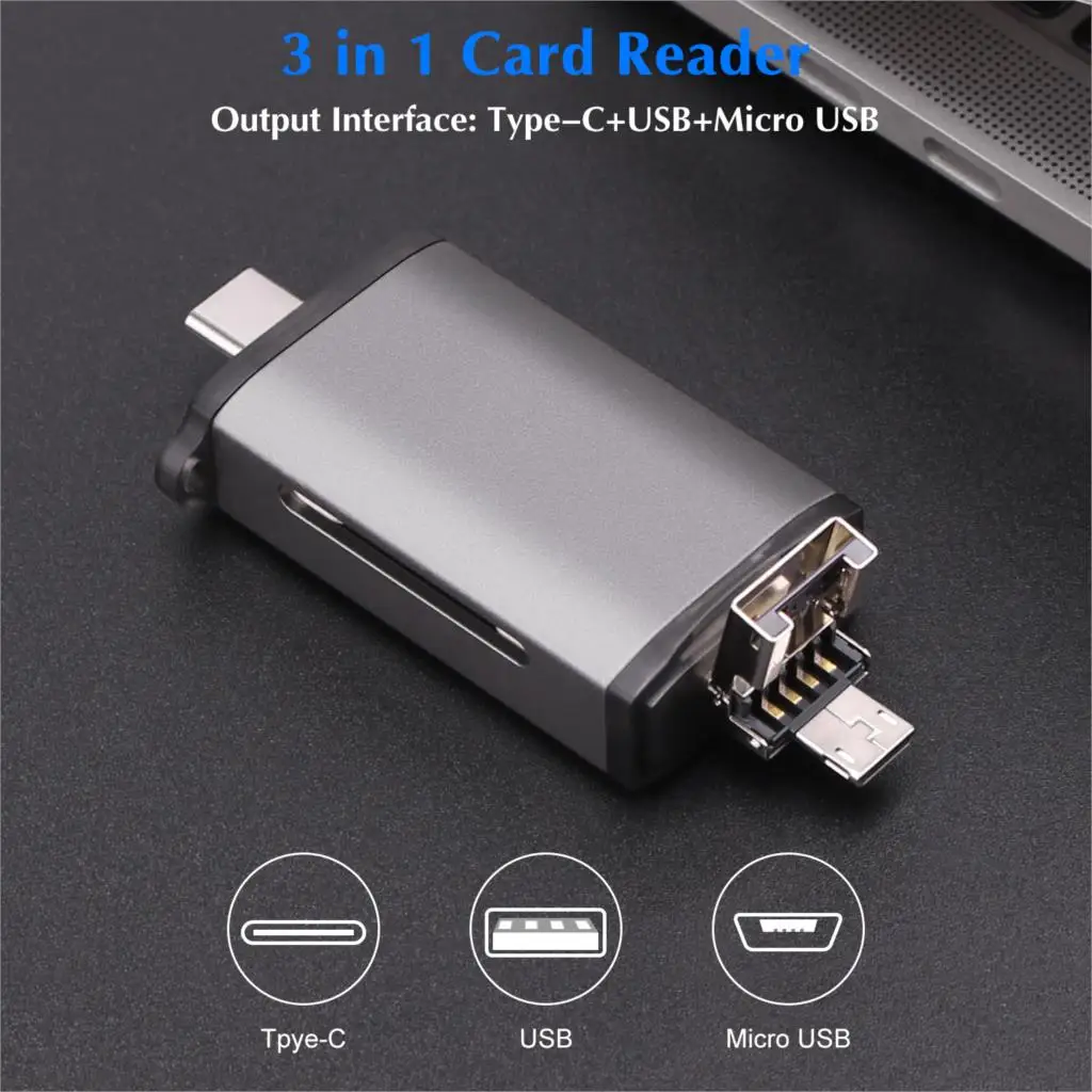 GOOJODOQ Card Reader Micro USB 2 0 Type C to SD Micro SD TF Adapter Accessories 2
