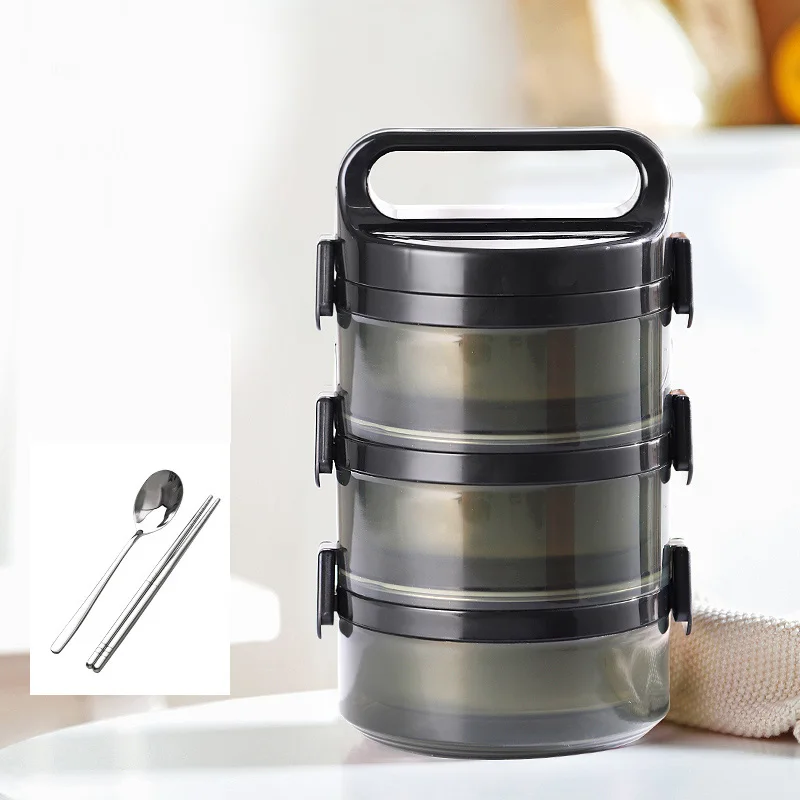3 Layer Black 304 термо-Ланч-бокс из нержавеющей стали для школьников, черный большой водонепроницаемый контейнер для еды с подогревом, контейнер для еды "японский бенто" с сумкой - Цвет: 3 Layer Black