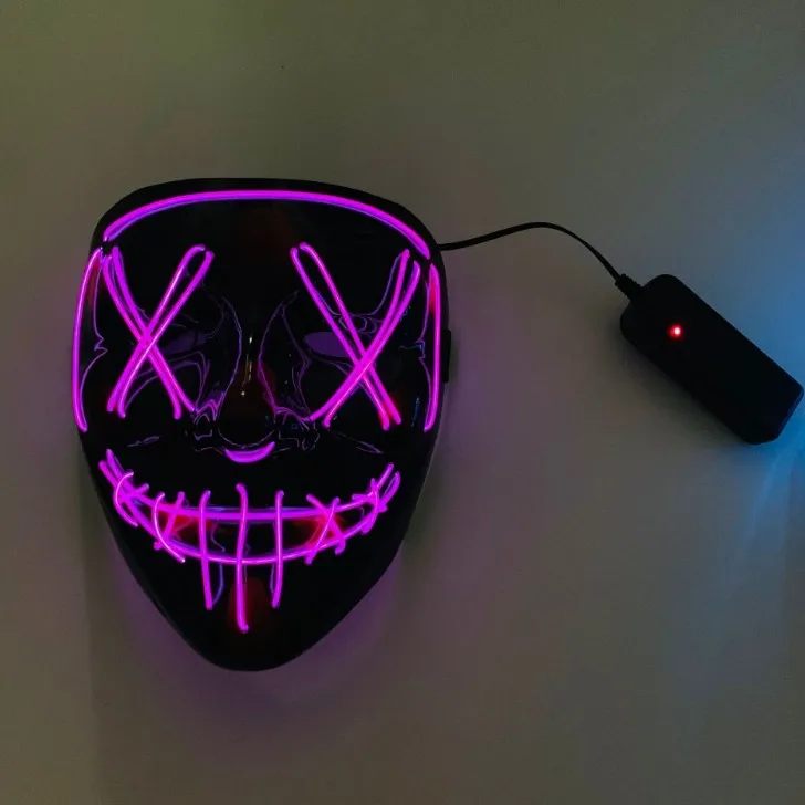 

10 colors Handmade custom led Glittering face glow mask Adult fluorescent dance mask Cold light ghost dance(without battery)