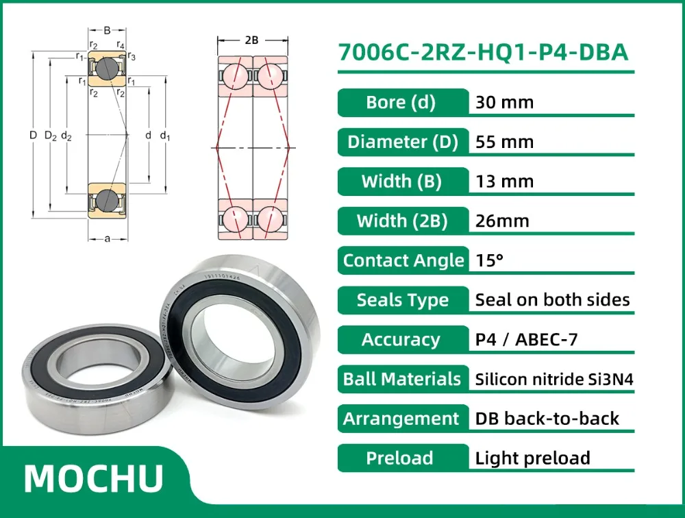 7006C-2RZ-HQ1-P4-DBA MOCHU BEARINGS