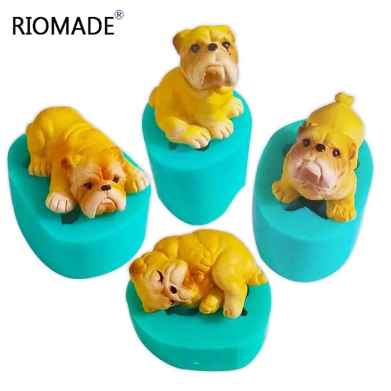 Mini Bulldog Silicone Mold Cake Decoration Tools Small Dogs Theme Fondant Molds Mould Plaster Cement Polymer Clay Animal Mould