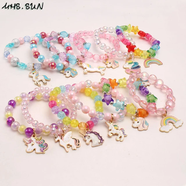 9 Pieces Colorful Unicorn Bracelet Girls Unicorn Bracelets Rainbow Unicorn  Beaded Bracelet For Birthday Party Favors