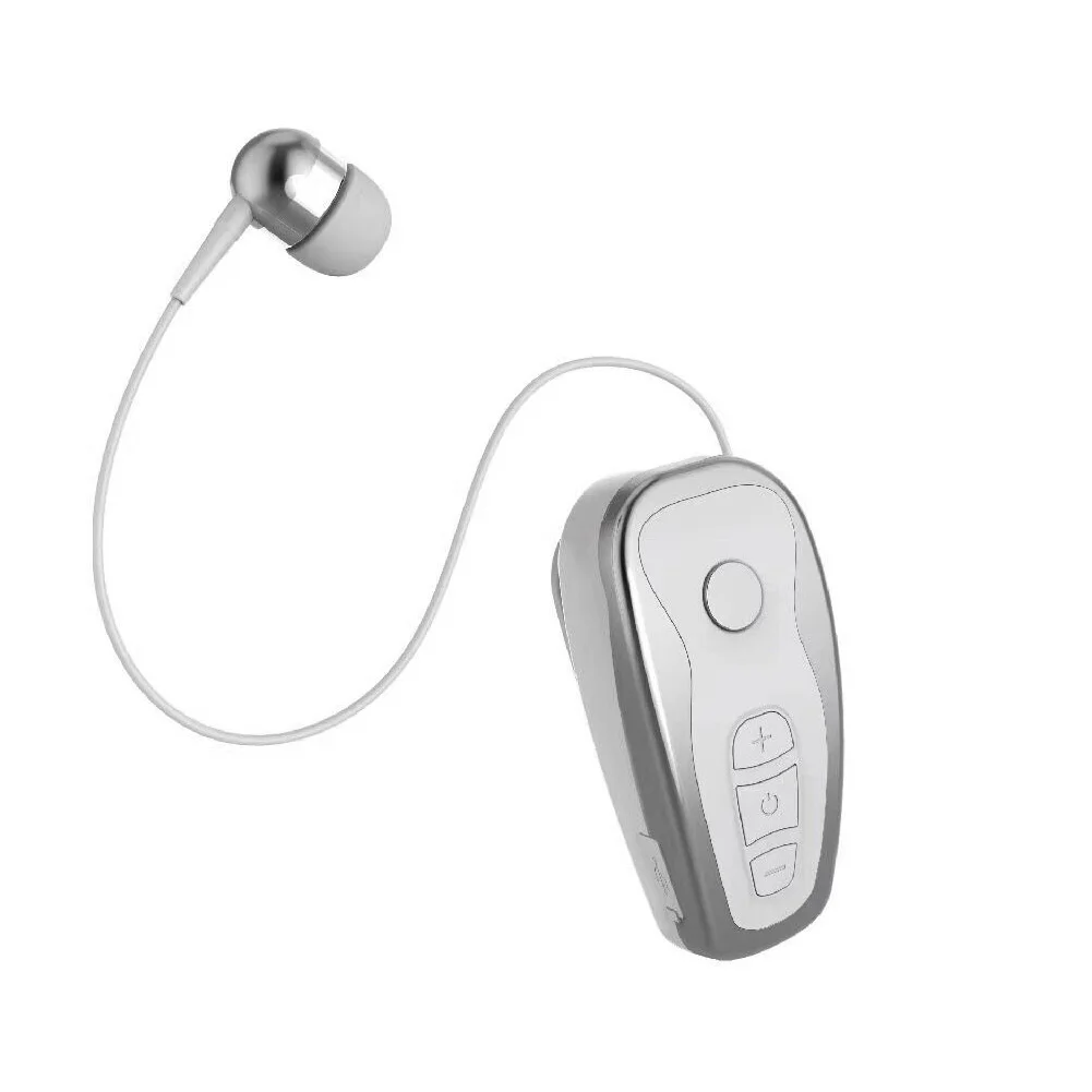 White Silver Q7 беспроводной удобный Bluetooth 4,1 наушники стерео гарнитура голосовой отчет в ухо выдвижной провод бизнес шеи клип дизайн - Цвет: White Silver