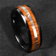 FDLK 8 мм черное кольцо из нержавеющей стали древесина КоА Abalone обручальное кольцо мужские ювелирные изделия