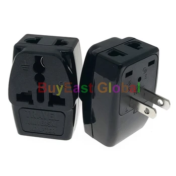 

(Pack 5) 3 IN 1 - Universal to USA, Canada 2-Pin Electrical Plug Adapter AC100~250V 10A Black Color