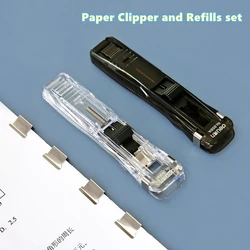Paper Clipper and Refills Set Reusable Mini Binder No Hole Binding Clips for Max 40pages File Index Work Office School A6679