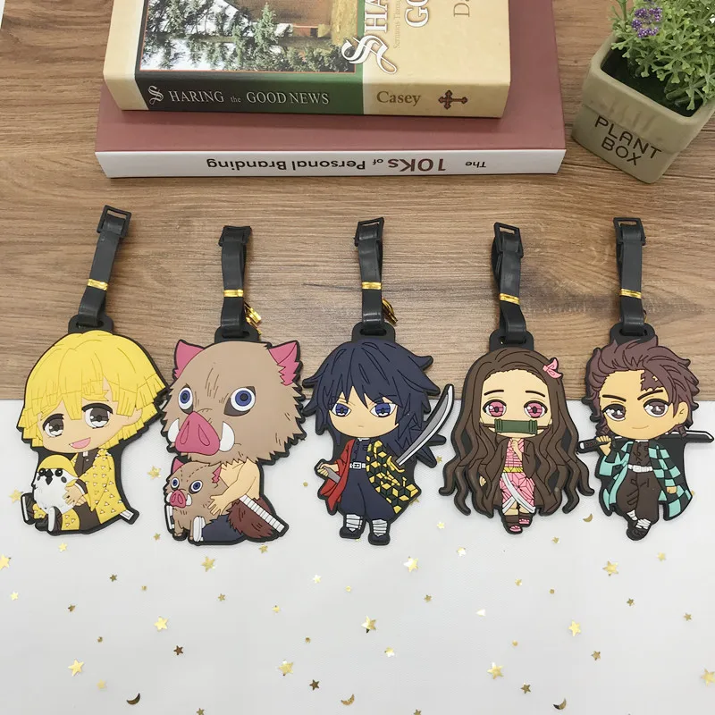 

Travel Accessories Cartoon Demon Slayer Luggage Tag Silica Gel Suitcase ID Addres Holder Baggage Boarding Tag Portable Label