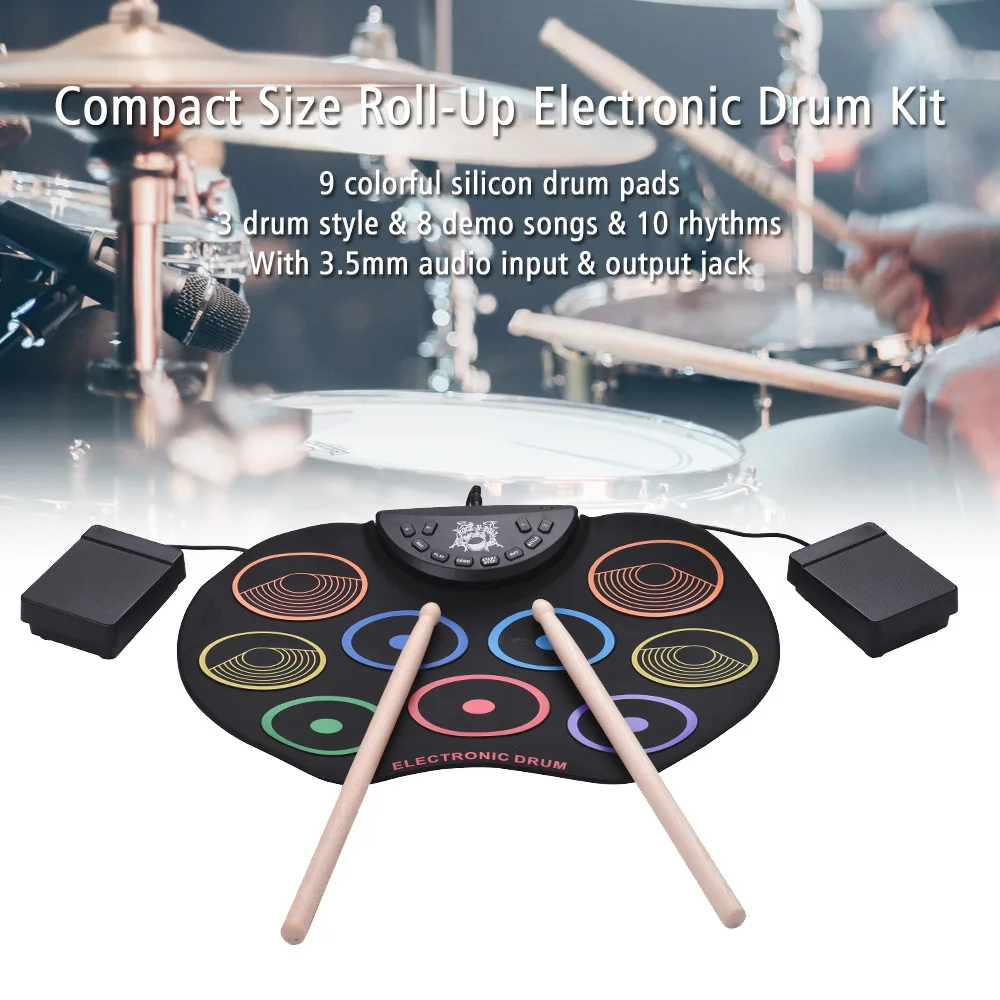 

Color Hand Roll-up Drum Kit Roll up Drum Beginner CHILDREN'S Percussion Instrument USB Hand Roll Electronic Drum