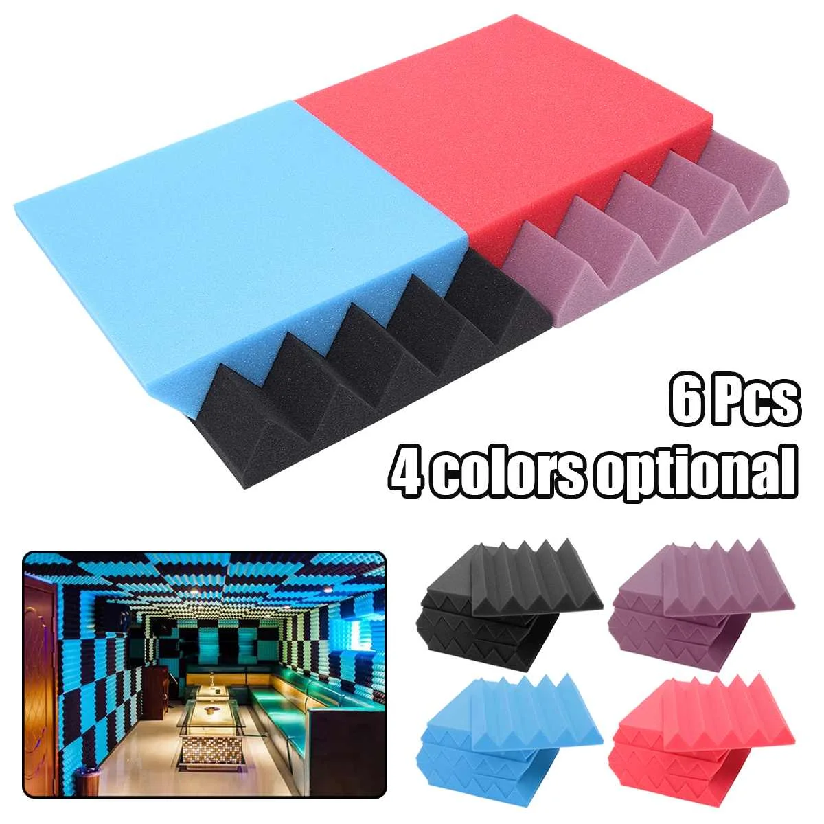 

6 Pcs 4 Color Soundproofing Foam Acoustic Foam Sound Treatment Room Studio KTV Windows Sealing Strips Absorption Foam