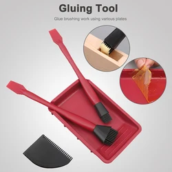 4pcs Woodworking Glue Tools Kit Silicone Brushes With Applicator Squeegee Glue Tray Wood Glue Up Set Glue Applicator Tools